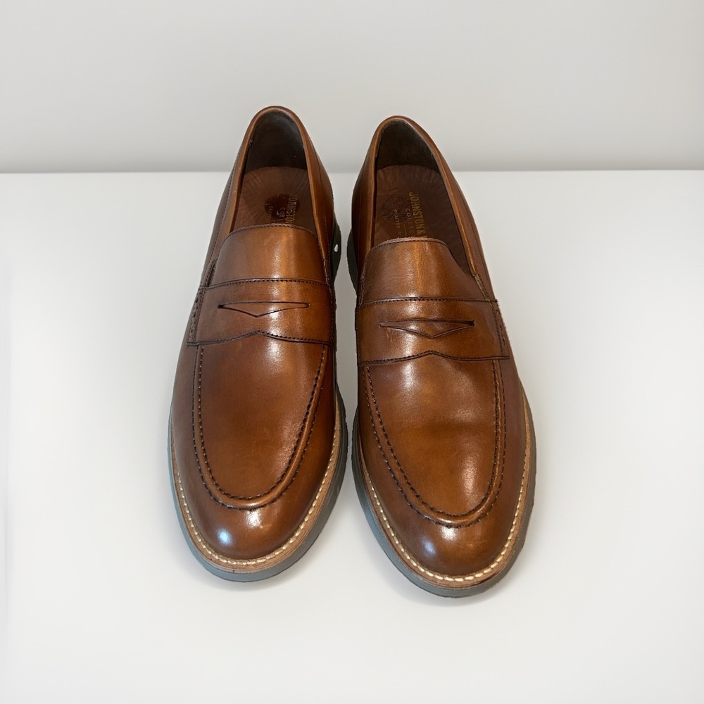 Johnston & Murphy Vaughn Penny Loafers Cognac Brown Leather Mens Size 8 NEW - Picture 3 of 8